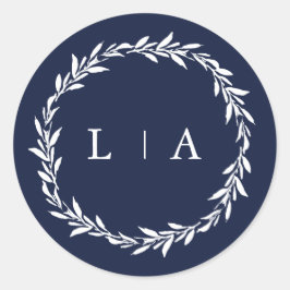 Pegatina Redonda Sencilla Marina Rusa Azul Verde Moderno