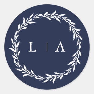 Pegatina Redonda Sencilla Marina Rusa Azul Verde Moderno