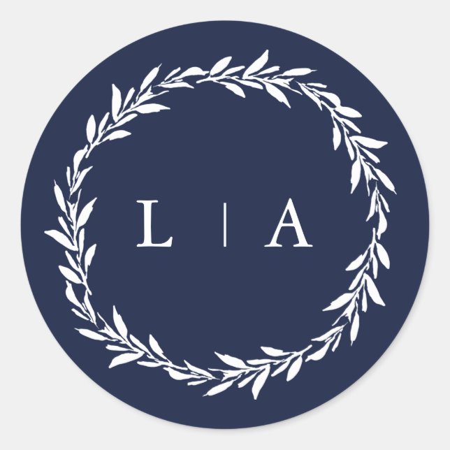 Pegatina Redonda Sencilla Marina Rusa Azul Verde Moderno (Anverso)