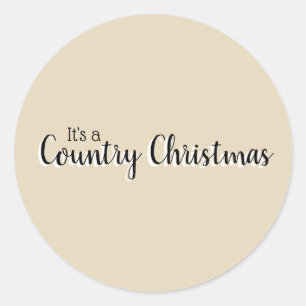 Pegatina Redonda Sencilla Navidad Country Beige