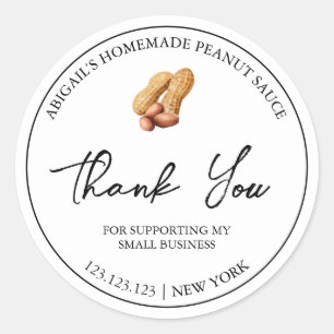 Pegatina Redonda Sencilla Salsa de cacahuete casera Gracias Etiquet