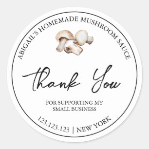Pegatina Redonda Sencilla Salsa de champiñón casera Gracias Etiquet