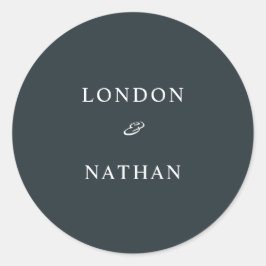 Pegatina Redonda Sencilla vegetación azul silenciada