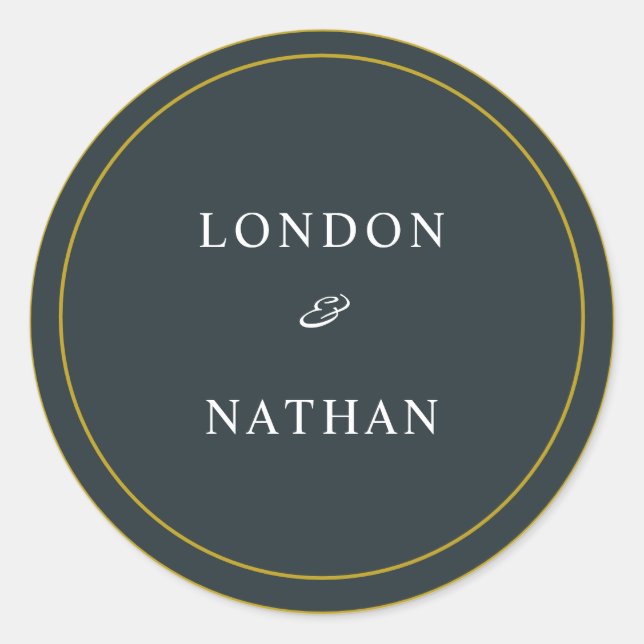 Pegatina Redonda Sencilla vegetación verde dorada (Anverso)