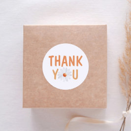 Pegatina Redonda Sencilla y bella acuarela Daisy Gracias