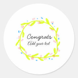 Pegatina Redonda Sencillas felicitaciones mínimas graduación añadir