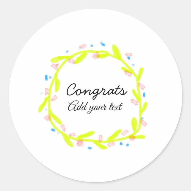 Pegatina Redonda Sencillas felicitaciones mínimas graduación añadir (Anverso)