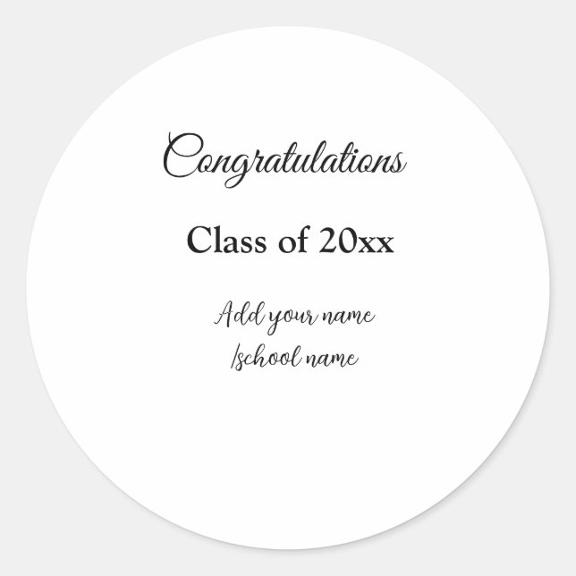 Pegatina Redonda Sencillas felicitaciones por graduación mínima aña (Anverso)