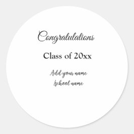 Pegatina Redonda Sencillas felicitaciones por graduación mínima aña