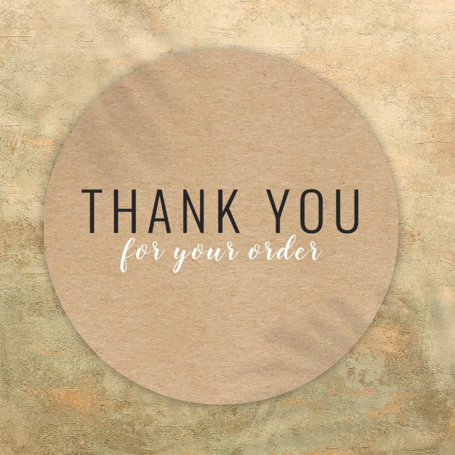 Pegatina Redonda Sencillo Agradecimiento Moderno Rústico al Cliente (Simple Modern Rustic Customer Thank You Classic Round Sticker)