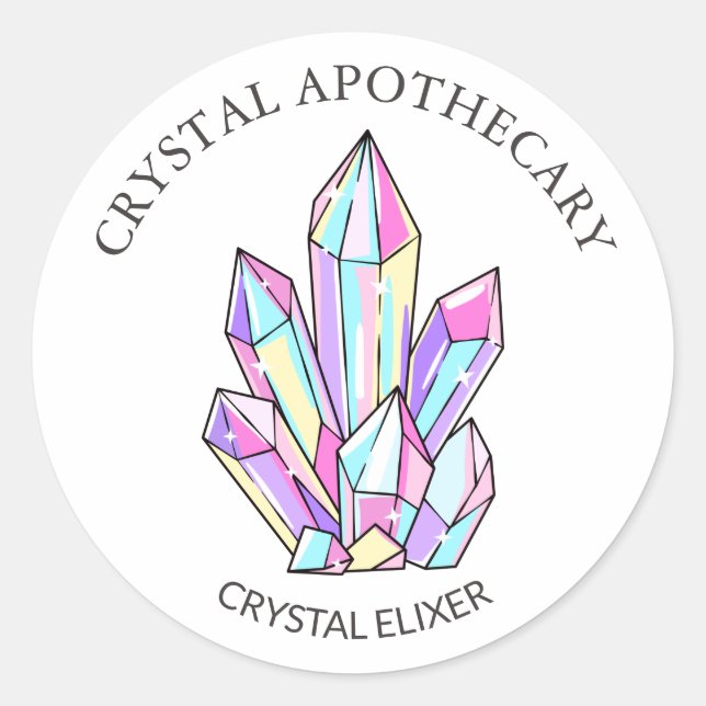 Pegatina Redonda Sencillo apoteario Crystal Elixir (Anverso)