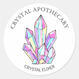 Pegatina Redonda Sencillo apoteario Crystal Elixir