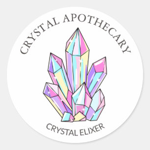 Pegatina Redonda Sencillo apoteario Crystal Elixir