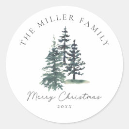 Pegatina Redonda Sencillo árbol de Navidad elegante | Árbol de pino