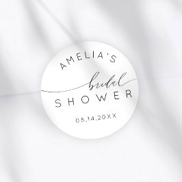 Pegatina Redonda Sencillo Baby Shower en Blanco y Negro