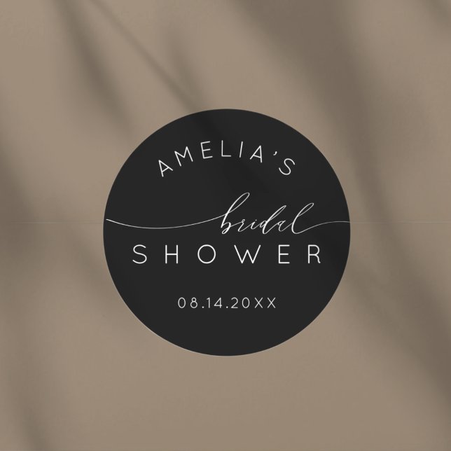 Pegatina Redonda Sencillo Baby Shower en Blanco y Negro (Subido por el creador)