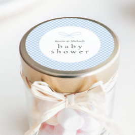 Pegatina Redonda Sencillo Bow Blue Plaid