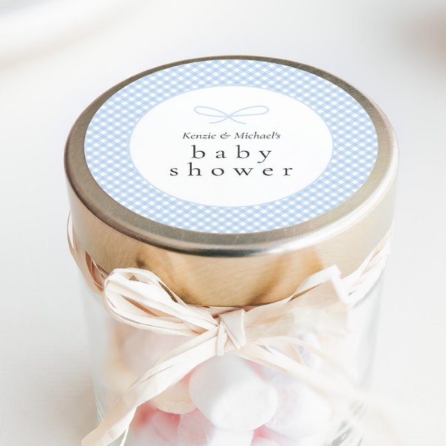 Pegatina Redonda Sencillo Bow Blue Plaid (Subido por el creador)