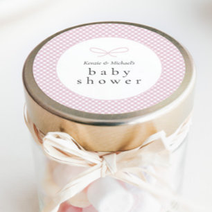 Pegatina Redonda Sencillo Bow De Color Rosa Moderno