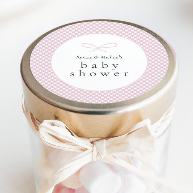 Pegatina Redonda Sencillo Bow De Color Rosa Moderno (Subido por el creador)