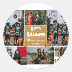 Pegatina Redonda Sencillo collage de la familia de fotos Halloween 