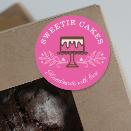 Pegatina Redonda Sencillo, divertido y minimalista Panadería con el