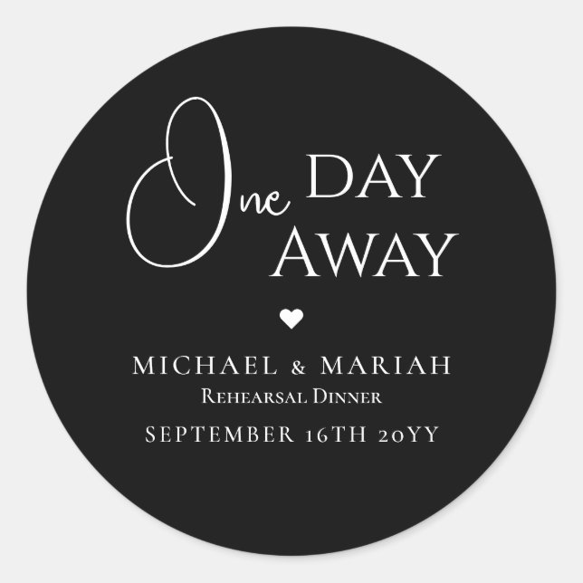Pegatina Redonda Sencillo Elegante Cena de Ensayo con un Día de Ant (Anverso)