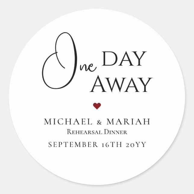 Pegatina Redonda Sencillo elegante de un día de duración Cena de en (Anverso)