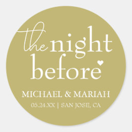 Pegatina Redonda Sencillo Elegante La Noche Antes Cena de Ensayo 