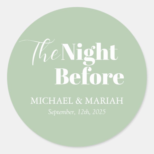 Pegatina Redonda Sencillo Elegante La Noche Antes Cena de Ensayo  (Anverso)