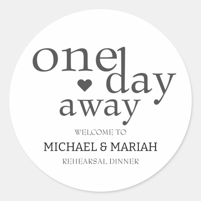 Pegatina Redonda Sencillo Elegante La Noche Antes Cena de Ensayo  (Anverso)