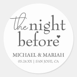 Pegatina Redonda Sencillo Elegante La Noche Antes Cena de Ensayo 