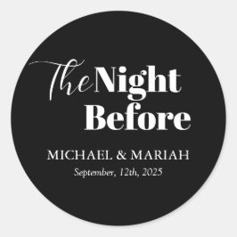 Pegatina Redonda Sencillo Elegante La Noche Antes Cena de Ensayo 