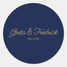 Pegatina Redonda Sencillo guión de oro de la marina Minimalista