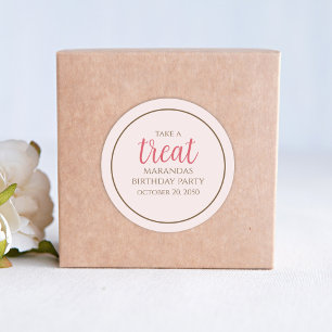 Pegatina Redonda Sencillo guion rosado caprichoso Divertido trato F