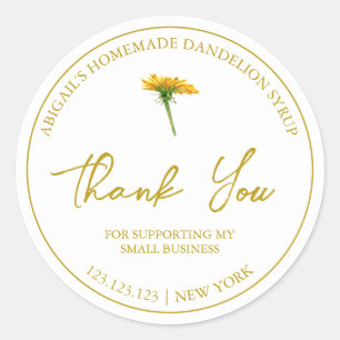 Pegatina Redonda Sencillo jarabe de dandelion casero Gracias Etique