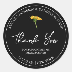 Pegatina Redonda Sencillo jarabe de dandelion casero Gracias Etique