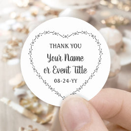 Pegatina Redonda Sencillo matrimonio rústico floral del corazón