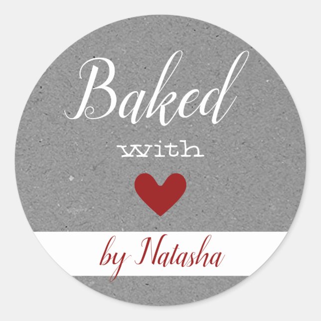 Pegatina Redonda Sencillo papel de Kraft gris al fondo hecho con am (Anverso)