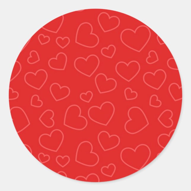 Pegatina Redonda Sencillo patrón de corazón rojo (Anverso)
