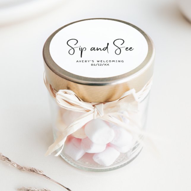 Pegatina Redonda Sencillo Sip Neutral Moderno Y Ver Favor (Subido por el creador)