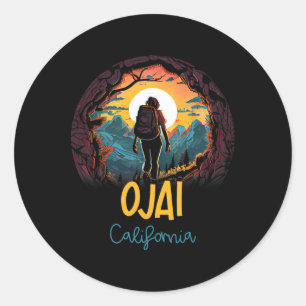 Pegatina Redonda Senderismo de Ojai California Souvenir