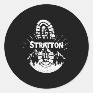 Pegatina Redonda Senderismo En Esquiar Vacacional De Stratton Eeuu