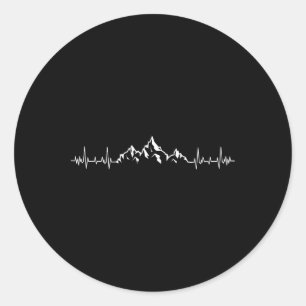 Pegatina Redonda Senderismo en Montaña - Pulso Latido Corazón Sende
