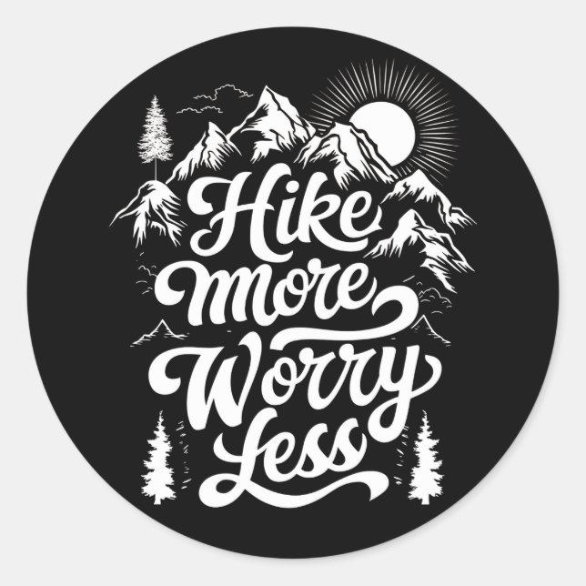 Pegatina Redonda Senderismo más preocupante menos excursión en grup (Anverso)