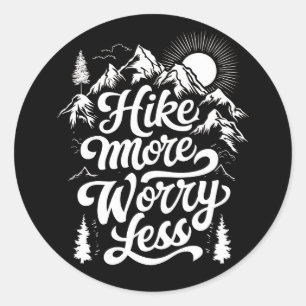 Pegatina Redonda Senderismo más preocupante menos excursión en grup