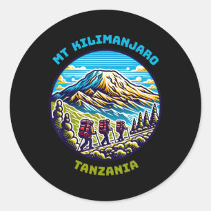 Pegatina Redonda Senderismo Monte Kilimanjaro Tanzania Senderismo A