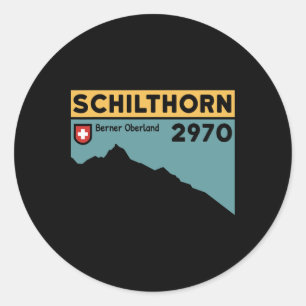 Pegatina Redonda Sendero Mount Schilthorn Piz Gloria Suizo Escalada