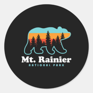 Pegatina Redonda Senderos del Parque Nacional Mt Rainier Washington