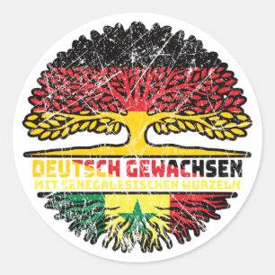 Pegatina Redonda Senegal Senegalesisch Deutsch Deutschland Baum